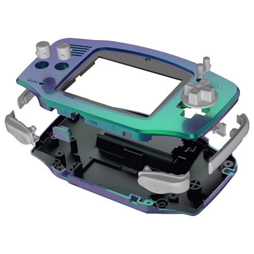 Image of IPS Ready Upgraded eXtremeRate Chameleon Green Purple Replacement Shell Full Housing Cover & Black Screen Lens for Gameboy Advance - Compatible with Both IPS & Standard LCD - No Console & IPS Screen