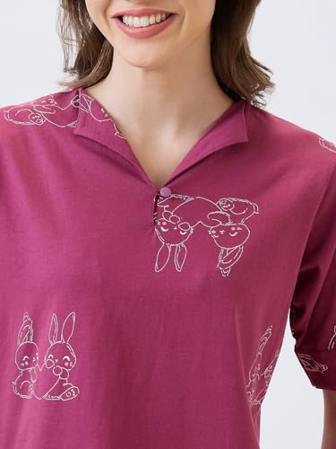 Image of AV2 Women's Cotton Printed Round Neck Short Sleeve Nightsuit Set | Pajama Set | Casual Night Dress for Women- 2887