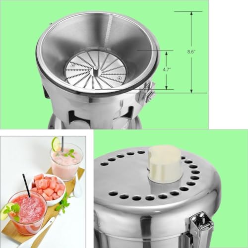 Juicer Machine, Fruit and Vegetables Juice Maker, Commercial Juice Extractor Stainless Steel Heavy Duty 110V 370W by DIYAREA - Image 4