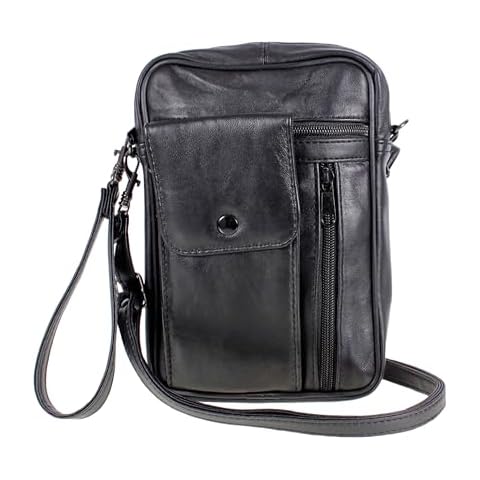 AR BRAND Leather Black Man Bag with Straps Cover