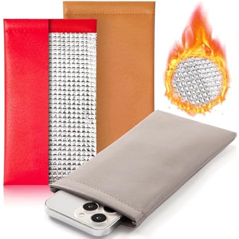 TRIUMPH VISION Squeeze Phone Sleeve PU Leather Phone Pouch Cell Phone Soft Cases Heat Insulation Layer Thermal Phone Case for Cold Weahter Red Grey Khaki Cover