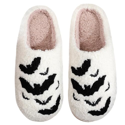 Image of Halloween Pumpkin Slippers for Womens Mens Plush Warm Spooky Lantern Pumpkin Slippers House Shoes