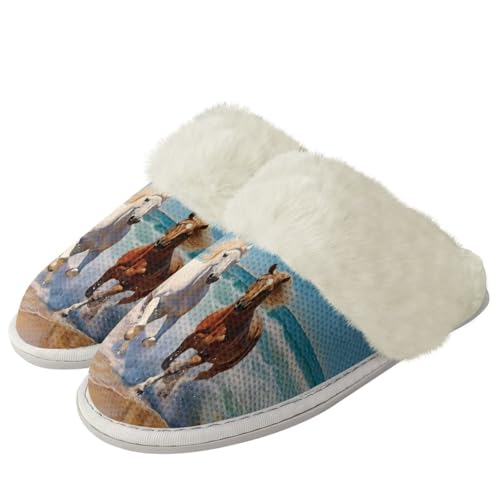 Fuzzy Slippers for Women Indoor Outdoor Warm House Shoes with Memory Foam Anti-Skid Sole Gifts for Women Mom Ladies