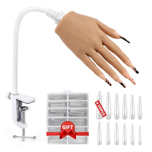 Adonafy Main D'Entrainement Manucure - Silikon Main Entrainement Ongles - Flexible Fausse Main pour...
