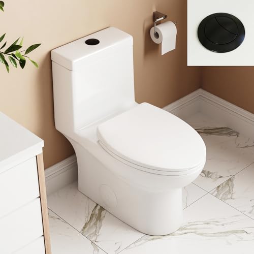 Image of DeerValley DV-1F52816 Ally White Ceramic Standard Comfortable Seat Height Elongated Dual Flush One Piece Toilet with Soft Closing and Quick Release Toilet Seat