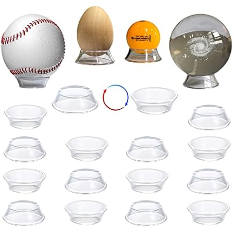 16 PACK Sphere Stands,Round Reversible Sphere Display Stand Holder for Golf Ball,Baseball,Softball,Tennis Ball,Marbles,Collections,Easter Egg Transparent Invisible Holder,Dual purpose size stand riser Cover