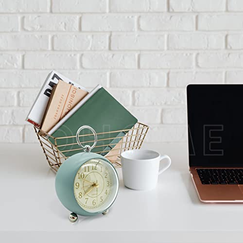 Analog Alarm Clocks, Desk Decorative Clock For Shelf Bedroom Kitchen Countertop, Battery Operated Non-Ticking Clock For Kids Teachers Students, Retro Night Light Hanging Silent Clock For Decor (Blue) #TOP4