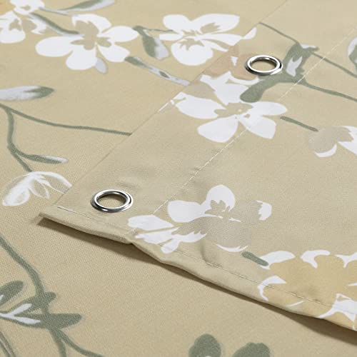 Mvsuta Silk Flowers Gold Fabric Plum Blossom Taupe Printed Floral Shower Curtain,Farmhouse Waterproof Yellow Polyester Tan Bathroom Curtains,72" W X 72" H #TOP3