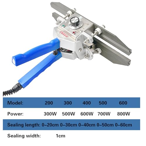 Sellador térmico de mano de calentamiento rápido, ancho de sellado de 10 mm, temperatura ajustable de 0 a 300 °C, 20 bolsas/min, sellador de impulso de acero inoxidable para alimentos y envases, sella