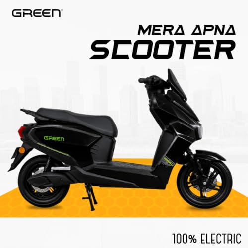 Image of Green Polo Low Speed Electric Scooter Non RTO with Portable Charger (80 KM - Black)