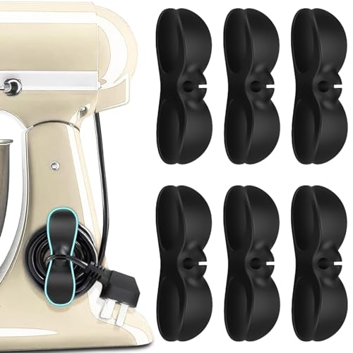 Image of Cord Organizer for Kitchen Appliances, 6 Pack Black Appliance Cord Organizer, Cord Wrapper, Cord Keeper, Cord Holder for Appliances Stick on Kitchenaid Mixer, Coffee Maker, Pressure Cooker