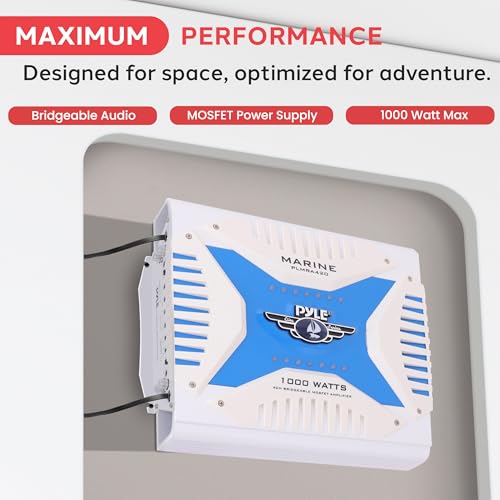 PYLE PLMRA420 Elite Series Waterproof Marine Bridgeable MOSFET Class AB Amp (4 Channels, 1,000 Watt