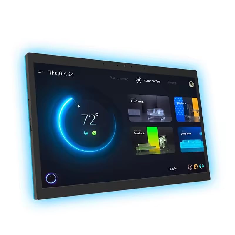 Image of 2026 New 15.6 Inch Smart Home Dashboard Control Panel Wall Mounted Android 14 POE Tablet, Touch Screen Display, LED Ambient Lighting (Black Color)