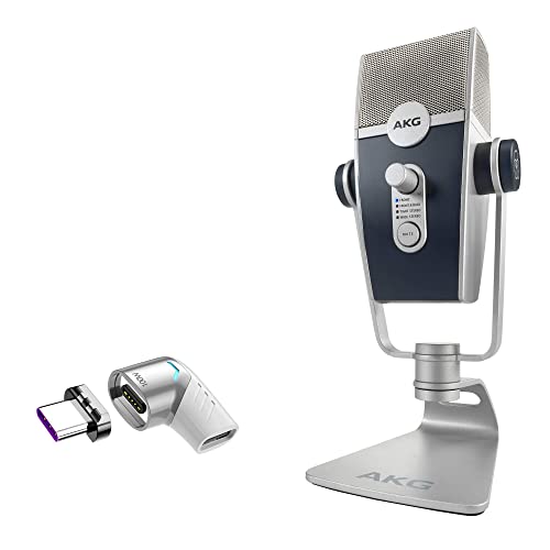 BoxWave Adapter Compatible with AKG Lyra - MagnetoSnap PD Angle Adapter, Magnetic PD Angle Charging Adapter Device Saver - Metallic Silver