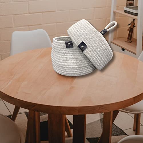 Image of Multi-Purpose Essential Jute Basket With Lid Storage Baskets For Bathroom Living Room & Kitchen | Organizer Box | Storage And Organizer Box (White)