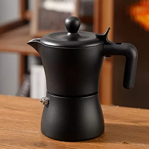Cafetera italiana con percolador de café expreso, cafetera de aluminio de 3 tazas con mango de madera