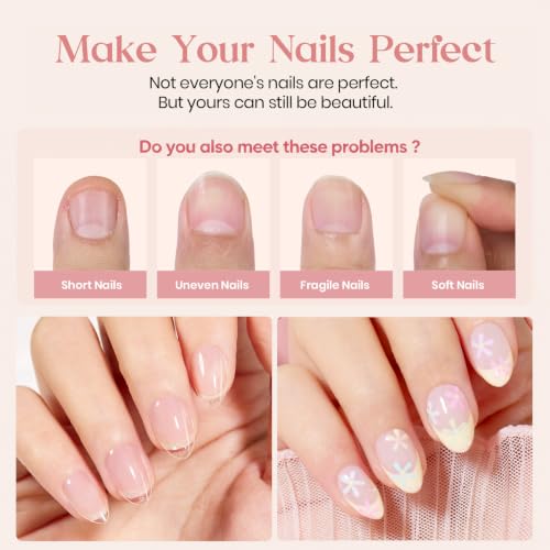 Image of Beetles Extra Short Almond Nail Tips, 12 Sizes 288 PCS Pre-Shaped