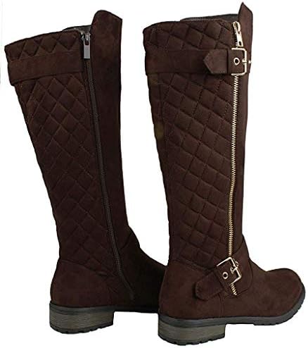 Forever Link MVE Shoes Low Stacked Heel Knee High Riding Boots, Brown Size 6.5 | Image 2