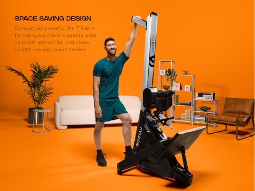 Image of Aviron Strong Series Rower: 22 inch HD Touchscreen, Dual Air & Magnetic Resistance up to 100 lbs. Game-Based Workouts, Streaming, Compact Design, Black