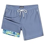SURF CUZ Mens Swim Trunks with Compression Liner Swimming Trunks 5 Inch Bathing Suit Quick Dry Swim Shorts