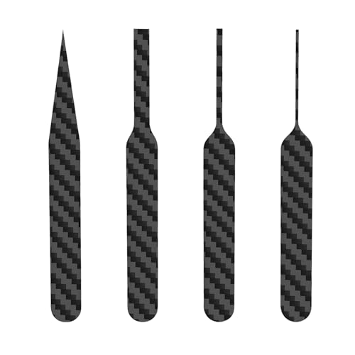 HUBEST 4pcs Carbon Fiber Sanding Sticks - Rigid Detail Sanding Tools with 4 Assorted Shapes - Precision Polishing Files for Scale Models, 3D Prints & DIY Hobby Crafts