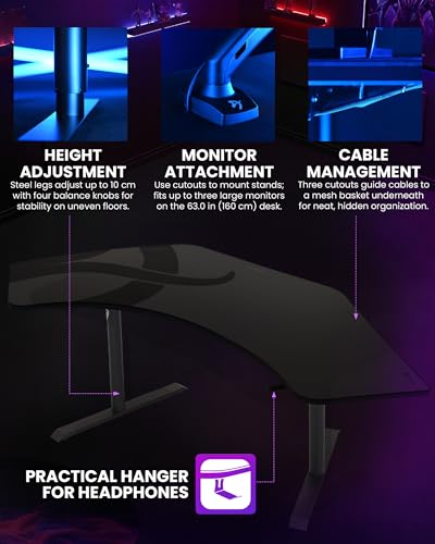 Image of Arozzi Arena Angelo Gaming Desk Gun Metal