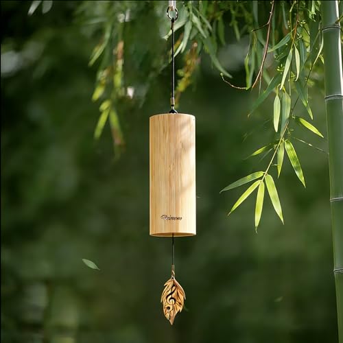 Wind Chimes for Outside Natural Bamboo Windchimes Unique Rain Chime Sound Healing Instruments Gifts for Mom Indoor Outdoor Zen Decorations for Patio Porch Garden and Backyard (C-Chord)