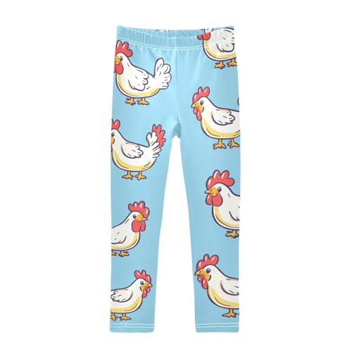 ZZKKO Girls Leggings Cute Cartoon Roosters Toddler Girls Clothes Leggings for Girls Toddler Girls Leggings 3-4T