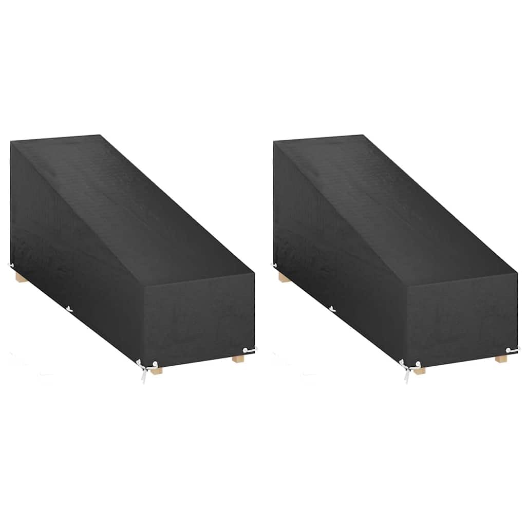 Gartenmöbel Schutzhülle für Sonnenliegen 2er Set, 12 Ösen, 200 x 65 x 35 bis 60 cm, PE wasserfest und UV-beständig, Wetterschutz für Balkon Terrasse