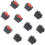 DIYables ON/Off Rocker Switch for Arduino, ESP32, ESP8266, Raspberry Pi, Rectangle Shape, Black and Red, 10 Pieces
