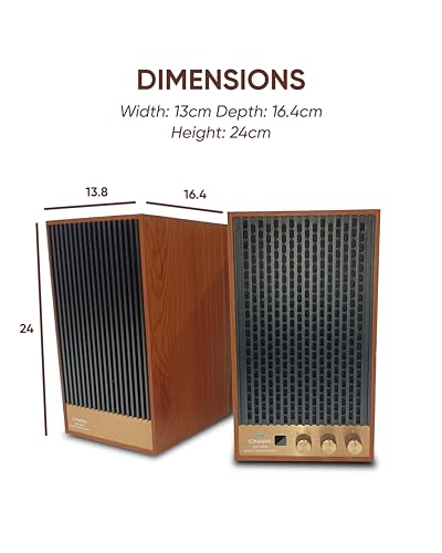 Onara Wave 80s Active Bookshelf Speakers | Retro Wooden Design | 60W RMS Powered Speakers | Bluetooth 5.3, HDMI ARC, Optical, USB, Sub Out & Line In Inputs | Dynamic Sound - Image 3