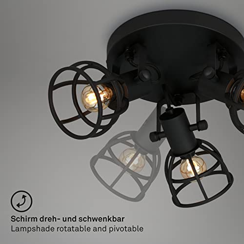 Plafonnier rétro orientable en acier noir avec 3 spots de plafond rustiques E14 - 4