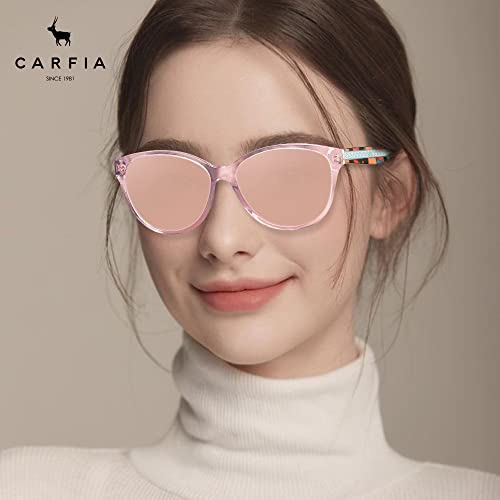 CARFIA Cateye Polarized Sunglasses for Women UV Protection, Italy Handcrafted Acetate Frame with Embossed Pattern Wire Core3