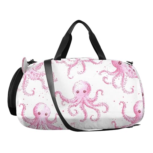 Duffle Bag for Boys or Girls with Shoes Compartment, Octopus Splash Pattern Sports Travel Bag Overnight2
