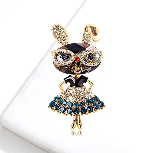 Rhinestone Lady Rabbit Brooch Pin for Women Girls Fashion Gold Plated Crystal Bunny Animal Brooches Lapel Pins Dainty Cute Graduation Honors Easter Jewelry Gift for Daughter Teacher Students3
