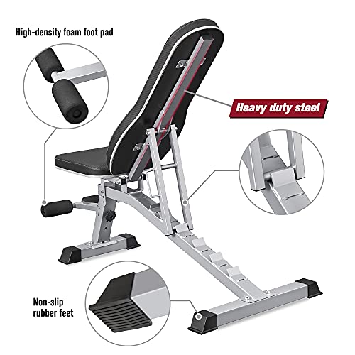 DERACY Adjustable Weight Bench for Full Body Workout, Incline and Decline Weight Bench for Indoor Workout, Home Gym, Enhanced Waist Pad