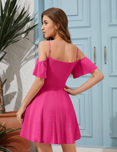 Image of Meetjen Women's Short Cocktail Dresses for Teens Formal Homecoming Sparkly Off Shoulder Tulle Sequin Prom Party Dress
