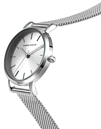 Damen Armbanduhr Analog Quarz Edelstahl Wasserdicht Mesh Ultradünne 32mm – Bild 3