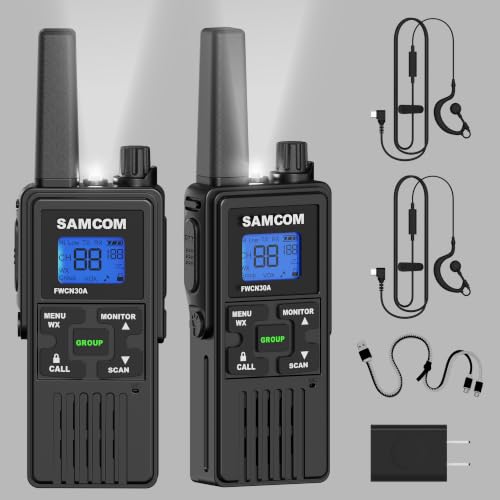 Image of SAMCOM FRS Two Way Radios Set License Free Family Group Call 2 Way Radio | FCC‑certified UHF Two Way Radios 22 Channels with Earpiece Flishlight Dual PTT VOX for Outdoor Restaurant Camping Gifts