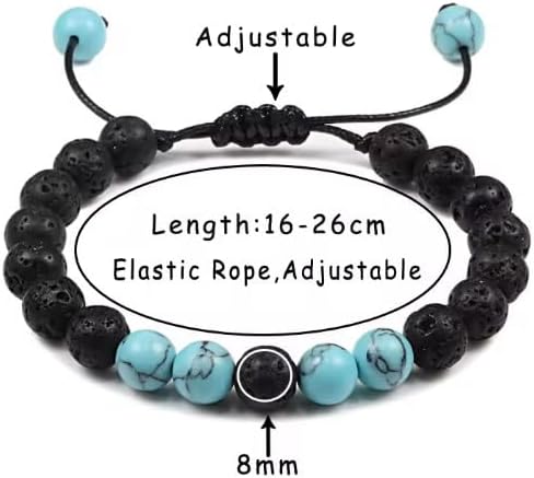 ブレスレット ストーンストーンビーズブレスレット 男性用, 石材, キュービックジルコニア アゲート オブシディアン