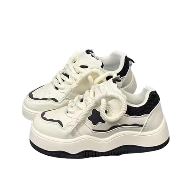 Star Shoes Women Walking Y2K Star Platform Sneakers Low Top Lace-Up Cute Chunky Aesthetic Walking Shoes - Main Image