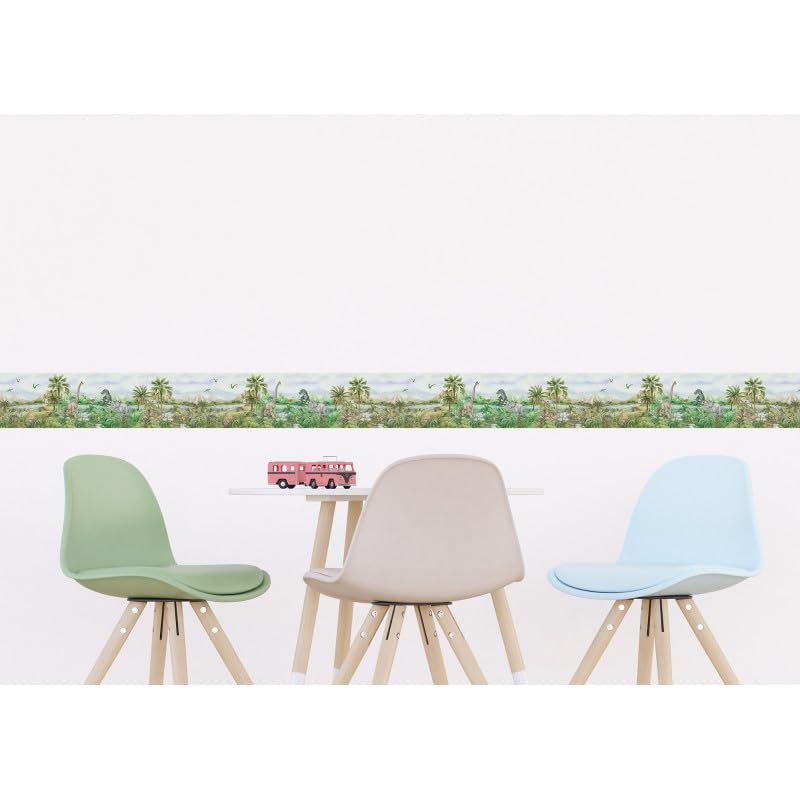 AG Design Frise Auto-Collante Dinosaures en Couleur - 1 Rouleau de 0,138 x 5 m