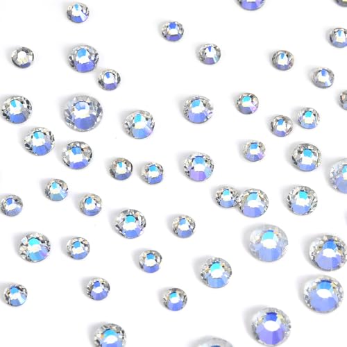 Image of 288pcs Flat Back Rhinestones Round Gems for Nail Art and Craft Glue Fix,Bedazzling Decorations SS34,7.2mm,0.28inches Moonlight