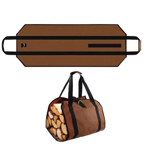 Bolsa de transporte portátil para leña, resistente con asas para saco de camping y almacenamiento, chimenea de transporte grande de madera, leña, troncos extra, bolsa de cestas de lona, chimenea