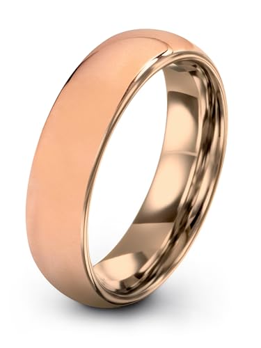 Tungsten Wedding Band Ring 6mm for Men Women Comfort Fit Blue Round Domed Brushed