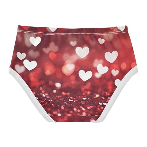 Cotton Toddler Underwear Floral Valentines Red White Hearts Panties Little Girl Artistic Briefs Undies Kids 2t2
