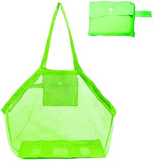 Large Mesh Beach Bag, Lightweight Mesh Beach Tote with Zipper for Storing Beach, Travel Necessity (Green)