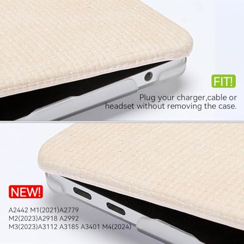 Image of ZORBES Compatible with MacBook Air 13, 13.6-inch Display, Textured Beige Cutout PC Laptop Case, Protective Anti-Scratch Snap-on Laptop Shell Cover for A3240 A2681 A3113