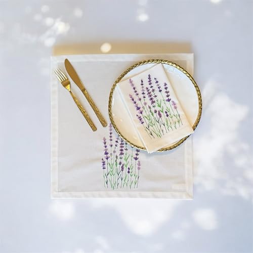 Servilletas de Tela Bordadas de Lavanda Set de 4 Algodón Lino miniatura 4