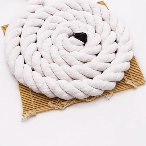 White Cotton Rope (1 Inch x 32 Feet) Natural Thick Rope for Landscaping, Railing, Climbing, Decorating,Tug of War
